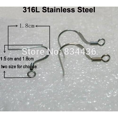 Free Shipping wholesale 1.5 1.8cm flattened 316L Stainless Steel Earring Clasps Buckles Hooks Women DIY jewelry findings 200pcs