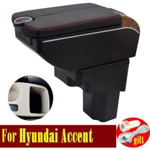 For Hyundai Accent RB Solaris armrest box 2011-2016 Double doors open 7USB Centre Console Storage Box Arm Rest