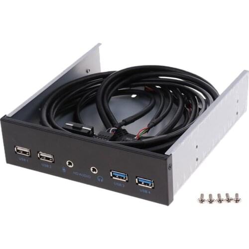 Dual USB 3.0 2.0 Port HUB HD Audio Metal Floppy Drive Expansion Front Panel
