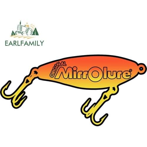 EARLFAMILY 13cm x 6.4cm for Fishing Lure Car Sticker Vinyl Car Wrap Decal Air Conditioner Waterproof Sunscreen Trunk Decoration