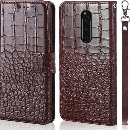 Crocodile texture Leather Flip case For Sony Xperia XZ4 6.5inch Case Xperia 1 Wallet Card Stand Book Cover phone case