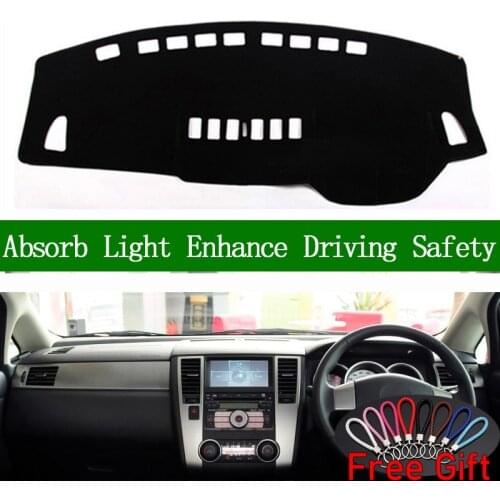 For Nissan Tiida C11 2005 2006 2007 2008 2009 2010 Right Hand Drive Dashboard Cover Car Stickers Dash Mat Interior Accessories