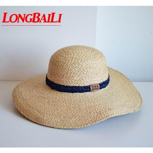 LongBaiLi Summer Large Brim Raffia Straw Sun Floppy Beach Hat For Women SWDS147