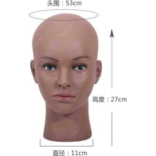 Afro Bald Wig Block Head mannequin African black skin color female bareheaded display head fake head female stand D072