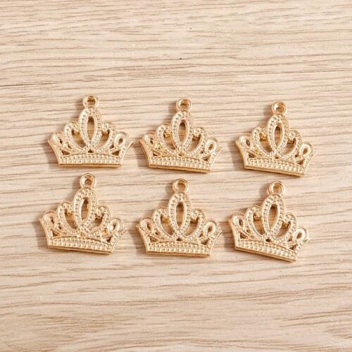 20pcs 18*17mm Trendy Alloy Gold Color Crown Charms for Bracelets Pendants Earrings Accessories DIY Jewelry Making Handmade Craft