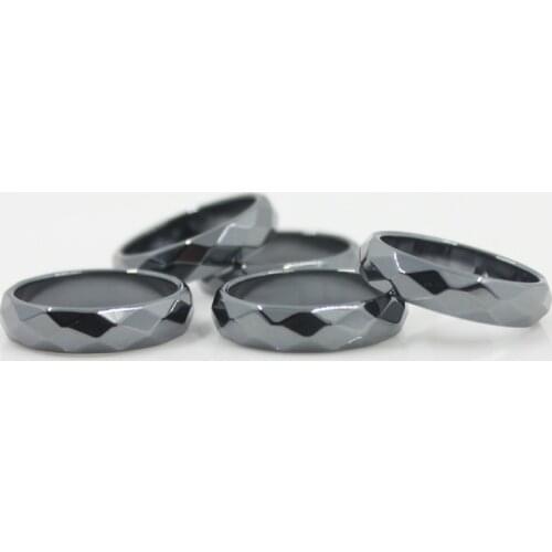 Fashion AAA Quality 6 mm Width Faceted Hematite Rings (50 Pieces Mixed sizes) HR1000-1