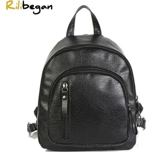 Fashion Leather PU Backpack Women Cute School Bag for Girl Backpack Waterproof Mini Soft Female Vintage Bag Schoolbag