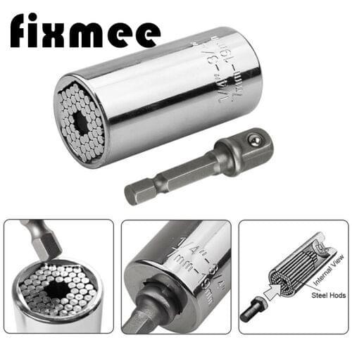 Torque Wrench Head Set Socket Sleeve 7-19mm Power Drill Ratchet Bushing Spanner Key Magic Grip Multi Hand Tools