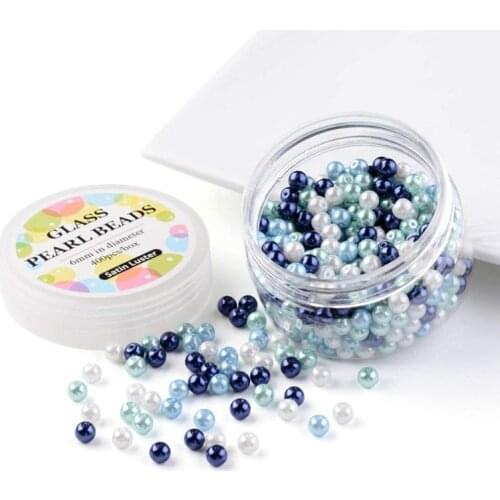 200~400pcs/box 6mm/8mm Dyed Round Glass Pearl Bead Sets Mix Mixed Color Spacer Beads Making DIY Jewelry Accessories