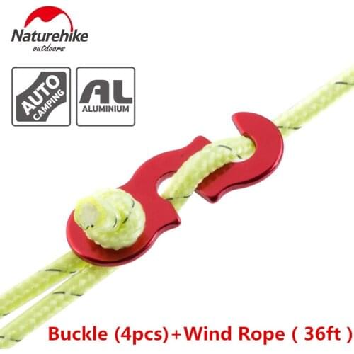 Naturehike 4pcs buckle+12m wind rope set S shape Tent Wind Rope Buckles Outdoor Camping Wind Rope stopper Antislip Buckles