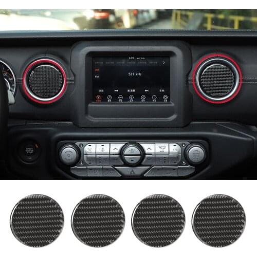 NHAUTP 4Pcs/set Carbon Fiber Car Dashboard Air Conditioner Outlet Vent Trim Sticker Cover For Jeep Wrangler JL 2018-2020
