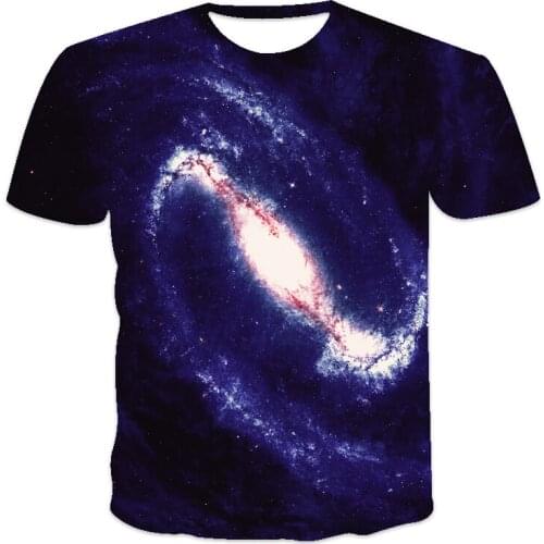 2021 summer new mens T-shirts best-selling large size loose short-sleeved 3D fantasy starry sky print O-neck mens T-shirts