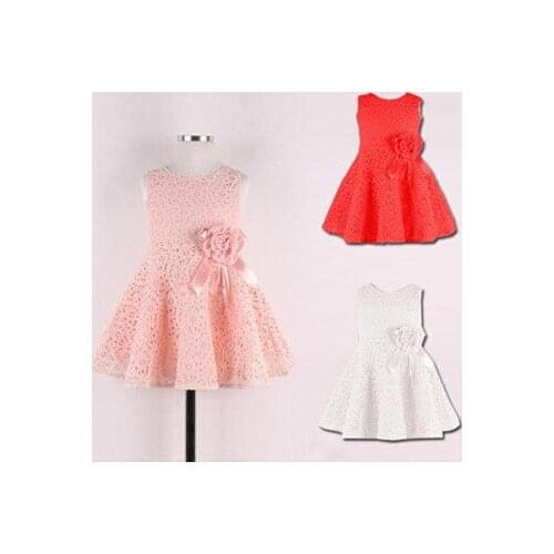 Wholesale Hotsell Girls Sleeveless Lace Dress Princess Party Formal Dresses Baby Girl Summer Clothes