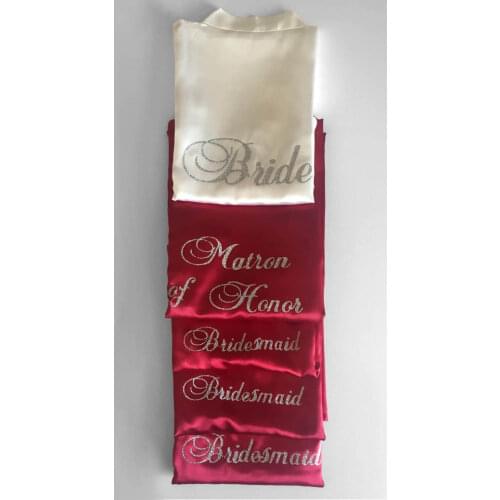 Personalize glitter silver wedding satin Bridesmaid bride pajamas robes maid of honor kimonos gowns bridal party favors gifts