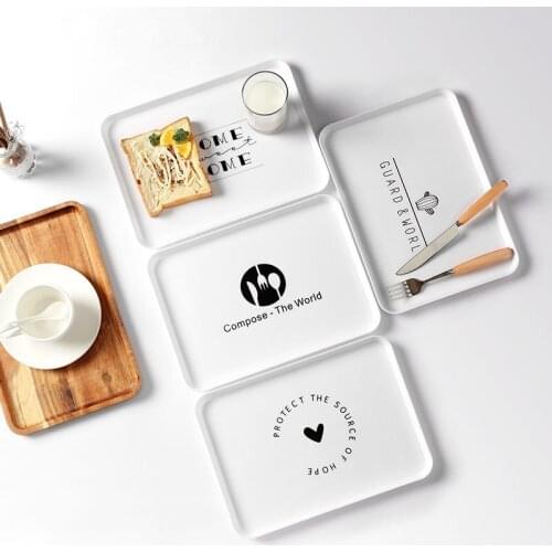 Plastic dinner plate breakfast kitchenware tray kitchen hotel party food fruit dessert tray food snacks rectangular storage tea