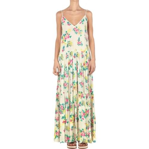 Jucca JC J3317020 dress woman long dress flounced fancy vanilla