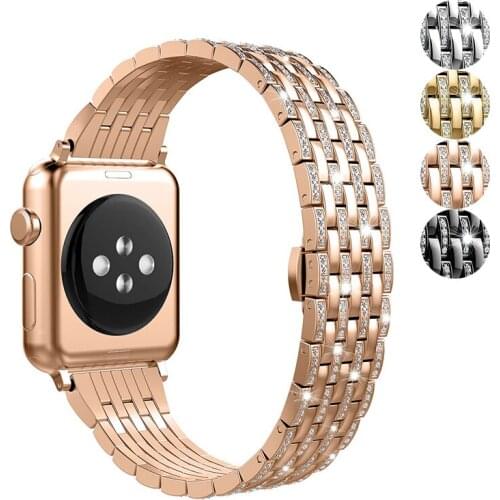 Honorable Diamond strap for Apple watch 5/4/3/2/1 apple watch band 40mm 38mm 42mm 44mm iwatch band stainless steel bracelet