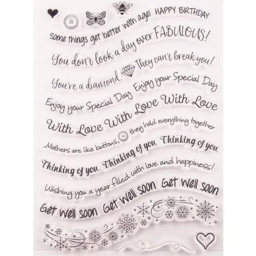 Birthday Wishes Clear Stamps Transparent Silicone Stamp for DIY Scrapbooking Paper Card Craft Tools