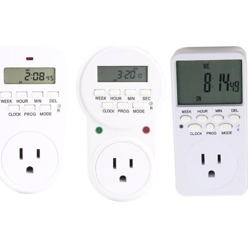 7 Day / 24 Hour Programmable Digital Weekly Light Switch Timer US Plug for Home Appliance Electrical Outlet Socket