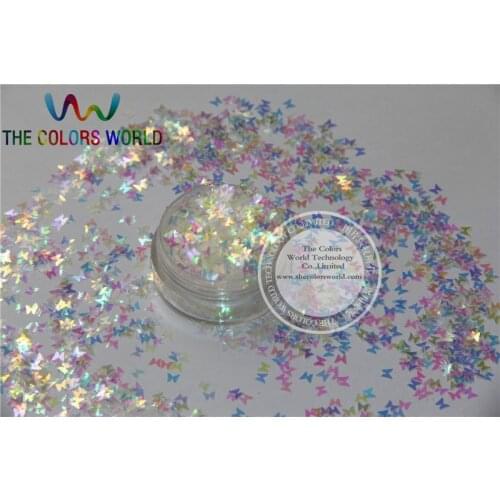 3MM size iridescent White with Red light shinning colors glitter Butterfly shapes sparkles for Nail Art DIY supplies1pack=50g