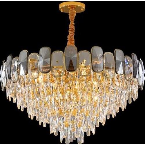 New design luxury crystal chandelier living room chandelier villa decoration lighting mixed color crystal LED chandelier