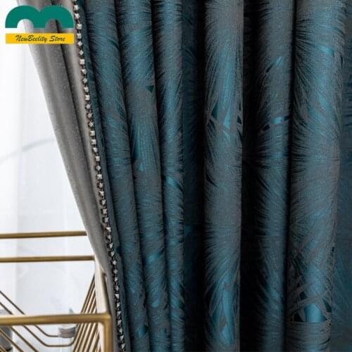 Balcony Luxury Curtains Modern Maple Leaf Jacquard Curtains for Living Dining Room Bedroom Window Blackout Curtains Drapes