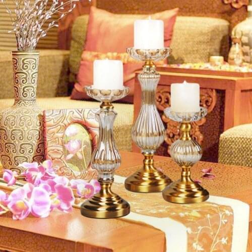 Modern crystal candle holders golden Candlestick candle holder wedding centerpieces faroles para velas lantern home decoration