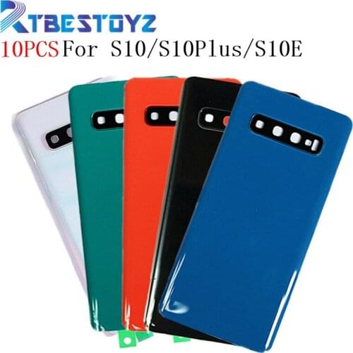 10PCS/Lot Glass Battery Cover Back Door Housing Case For Samsung Galaxy S10 Plus S10e S10 S10+ G970 G9730 G9750 With Camera lens