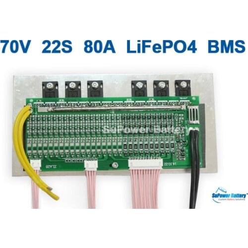 SuPower 22S 3.2Vx22 66V 70V 80V 79V 80A LiFePo4 LFP LiFe Battery BMS Management System Balance PCB Chip Protection Circuit Board