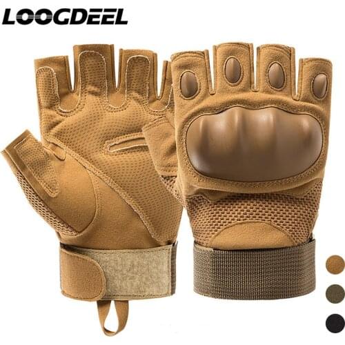 LOOGDEEL Half Finger Breathable Wearable Mountaineering Gloves Anti-slip Protection Sports Tactical Mountaineering Gloves