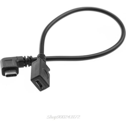 USB 3.1 Type C 90 Degree Right Angle Male To Micro USB 2.0 Type B Straight Female Converter Adapter Cable Extension Cord Jy21 20