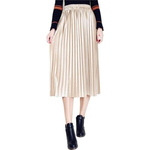 Spring Autumn Winter 2020 New Fashion Womens High Waist Pleated Female Velvet Elastic Long Skirt Lady Black Pink Grey