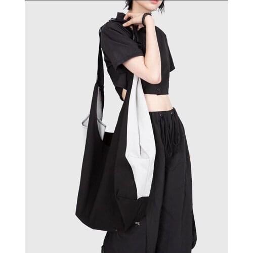 New Large Casual black white Patchwork Handbags Canvas Bag Stitching Shoulder Portable Diagonal Package For Women