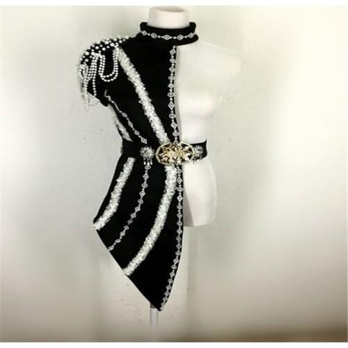 S11 Ballroom dance costumes sexy jazz top twirled dresses party dj stage show wears jacket disco clothe party outfit bikini cat