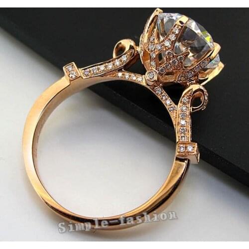 Lovers Crown ring Rose Gold Filled 925 silver 9mm AAAAA Zircon cz Engagement Wedding Band Rings for women Bridal Party Jewelry
