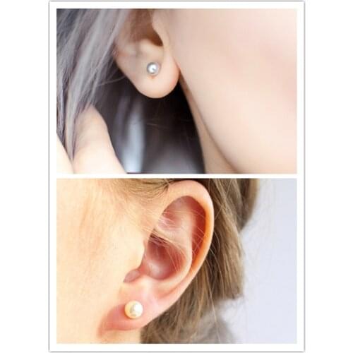 1 Pair High Quality Stainless Steel 316L Spherical Pearl Stud Earrings New Fashionable 6MM Earrings for Women Glossy New