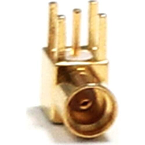 1pc MMCX Female Jack RF Coax Convertor Connector PCB Mount With solder post Right Angle Goldplated NEW wholesale