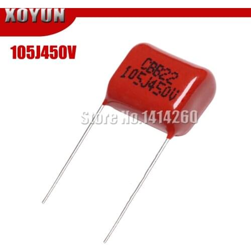 10PCS 1uF 450V CBB Polypropylene film capacitor pitch 15mm 105 450V 1uF 105J450V