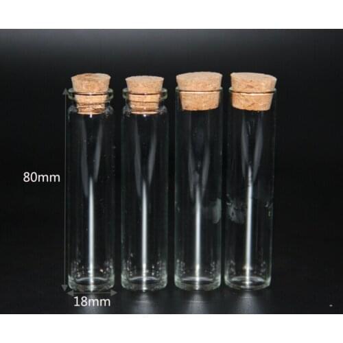 100pcs 18*80mm 13ml Clear Tube Glass Bottles Vials With Cork Drift Bottle For Wedding Holiday Decoration DIY Christmas Gift Jars