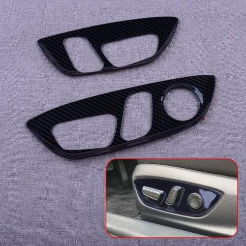 2Pcs/Set Stainless Steel Seat Adjust Handle Cover Button Panel Trim Carbon Fiber Texture Fit for Toyota Camry 2021 2020-2018