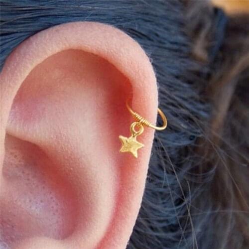2018 New Fashion Gold Star Cartilage Helix Earring Piercing Nose Ring Body Piercing Jewelry Gifts 1PCS