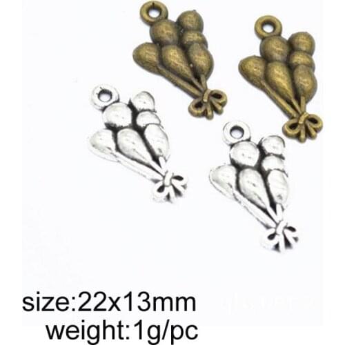 50pcs/lot Fashion Antique Silver/Antique Bronze Alloy Balloon Charms 13*22mm