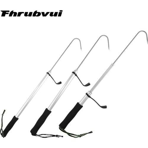 60/90/120cm Professional Telescopic Retractable Fish Gaff Stainless Ice Sea Fishing Stainless Steel EVA Spear Hook Tackle 1Pcs