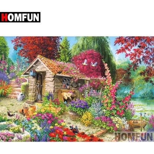 HOMFUN 5D DIY Diamond Painting Full Square/Round Drill "House garden" Embroidery Cross Stitch gift Home Decor Gift A08292