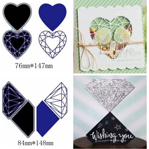 Diamond Heart Shadow Metal Cutting Dies Stencils DIY Handcraft Scrapbooking Album 2019 Paper Cards Craft Decoration Embossing