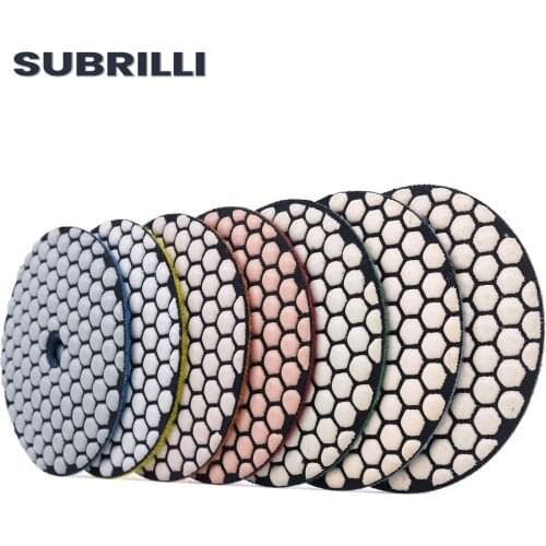 Diamond Polishing Pads Dry Grinding Wheel For Granite Marble Concrete 7 Pieces/Set Flexible Diamond Polish Pads