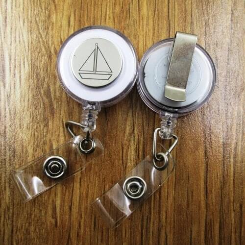 Sailboat ID Badge Reel gift for him/her friend family retractable recoil id badge holder work fun