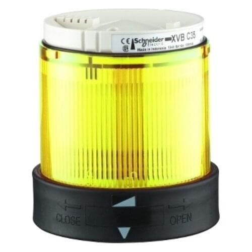 XVBC5M8 Illuminated unit for modular tower lights, plastic, yellow, Ø70, flashing, integral LED, 230 V AC