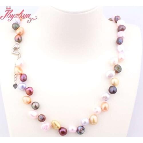 Natural Freshwater Pearl Top Drilled 7-8mm Multicolor Bead Knot Chain Women Jewelry Adjustable Choker Necklace 17" Free Shipping