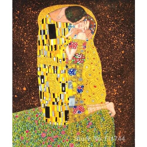 Colors Modern wall art The Kiss (Full view) by Gustav Klimt paintings reproduction High Quality Hand painted